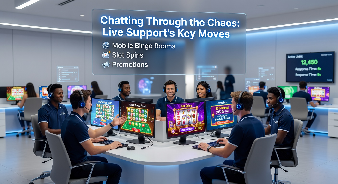Live support agent interface displaying slot spin queries, payout confirmations, and quick resolution timestamps during a high-stakes session
