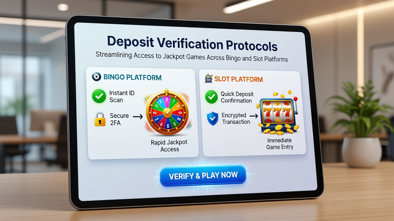 Mobile screen displaying verified deposit confirmation leading into a jackpot bingo room and slot game selection