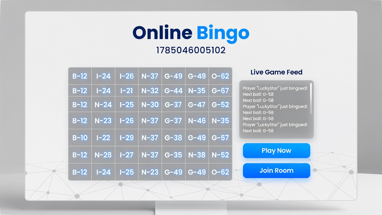 Diverse group of users participating in an online bingo session with chat and mobile interfaces visible