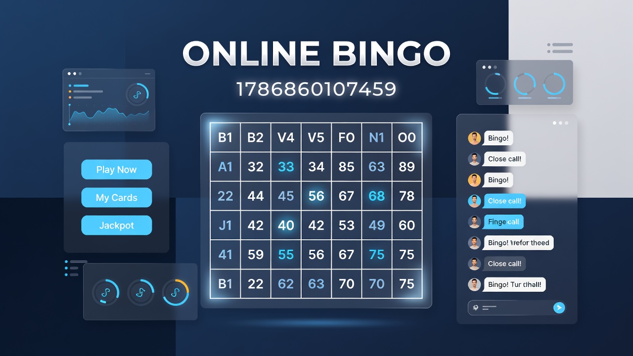 Mobile device displaying an online bingo app with active game and chat window