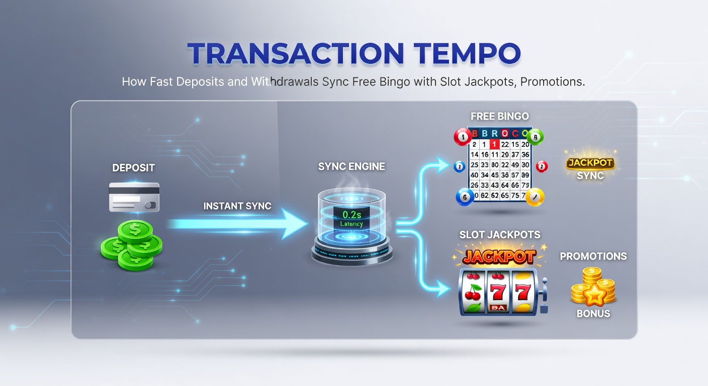 Dynamic illustration of a mobile phone displaying fast-loading bingo wins converting to slot jackpots, with promo icons and animated chat notifications exploding in real-time